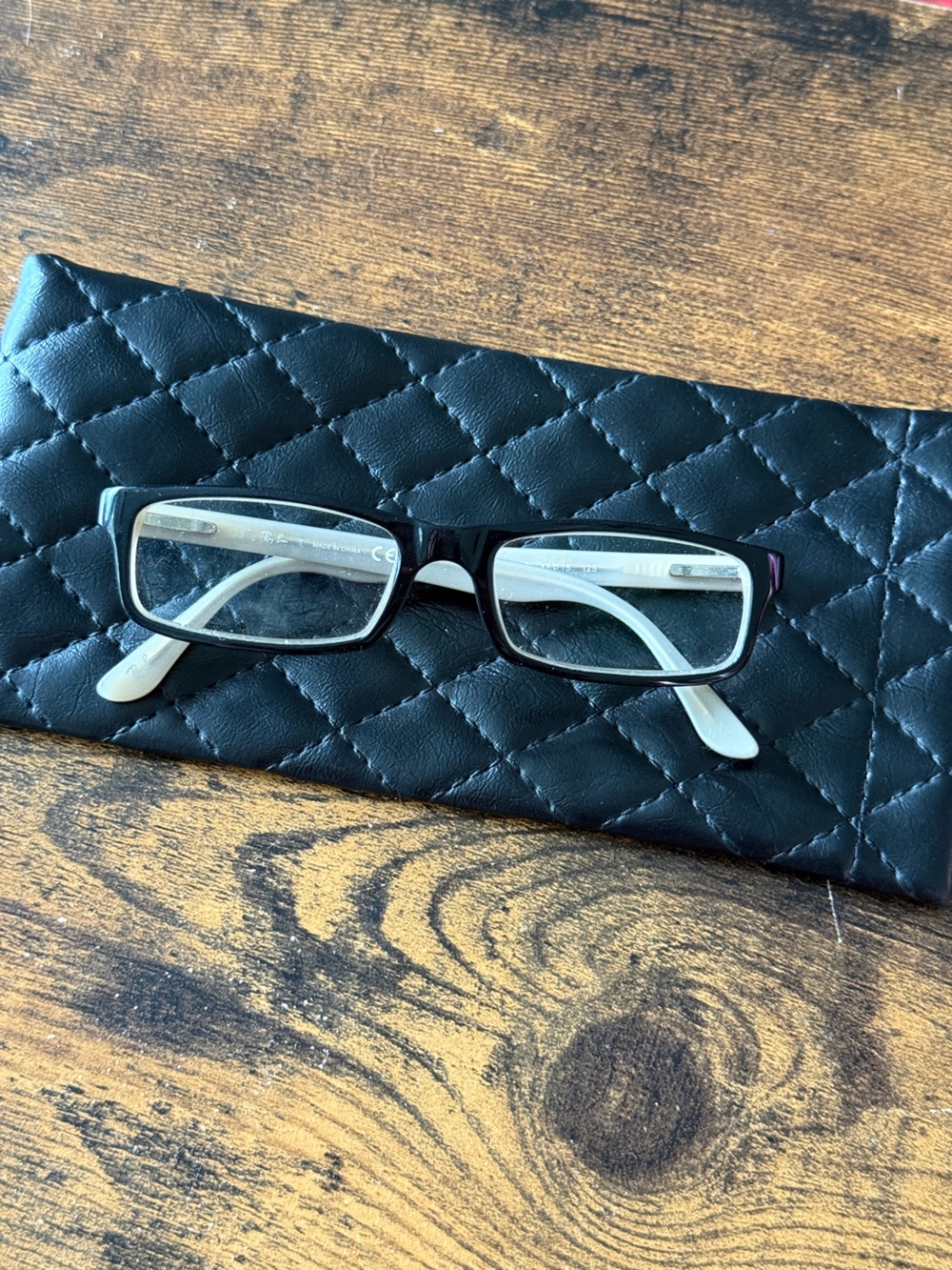 Black Rectangular Reading Glasses with White Arms